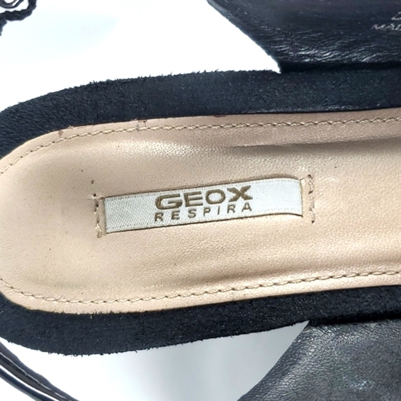 GEOX Respira Black Patent Leather Slingback Wedge Sandals Size 9 - Picture 5 of 15